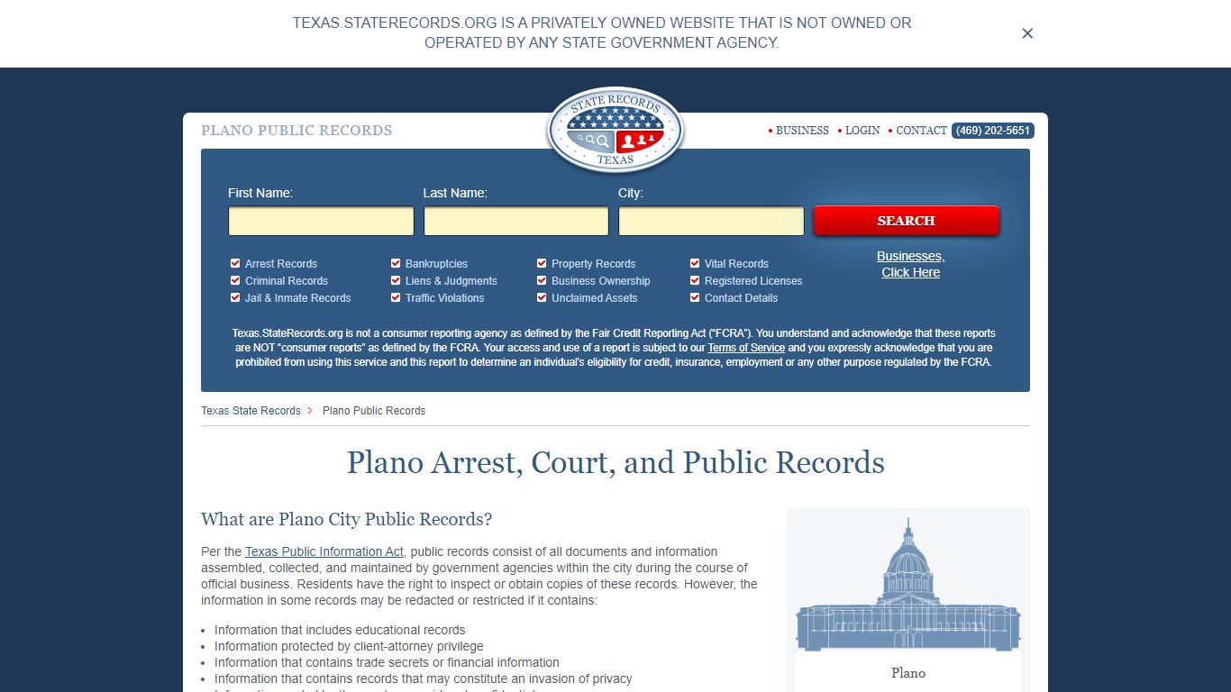 Plano Arrest and Public Records | Texas.StateRecords.org