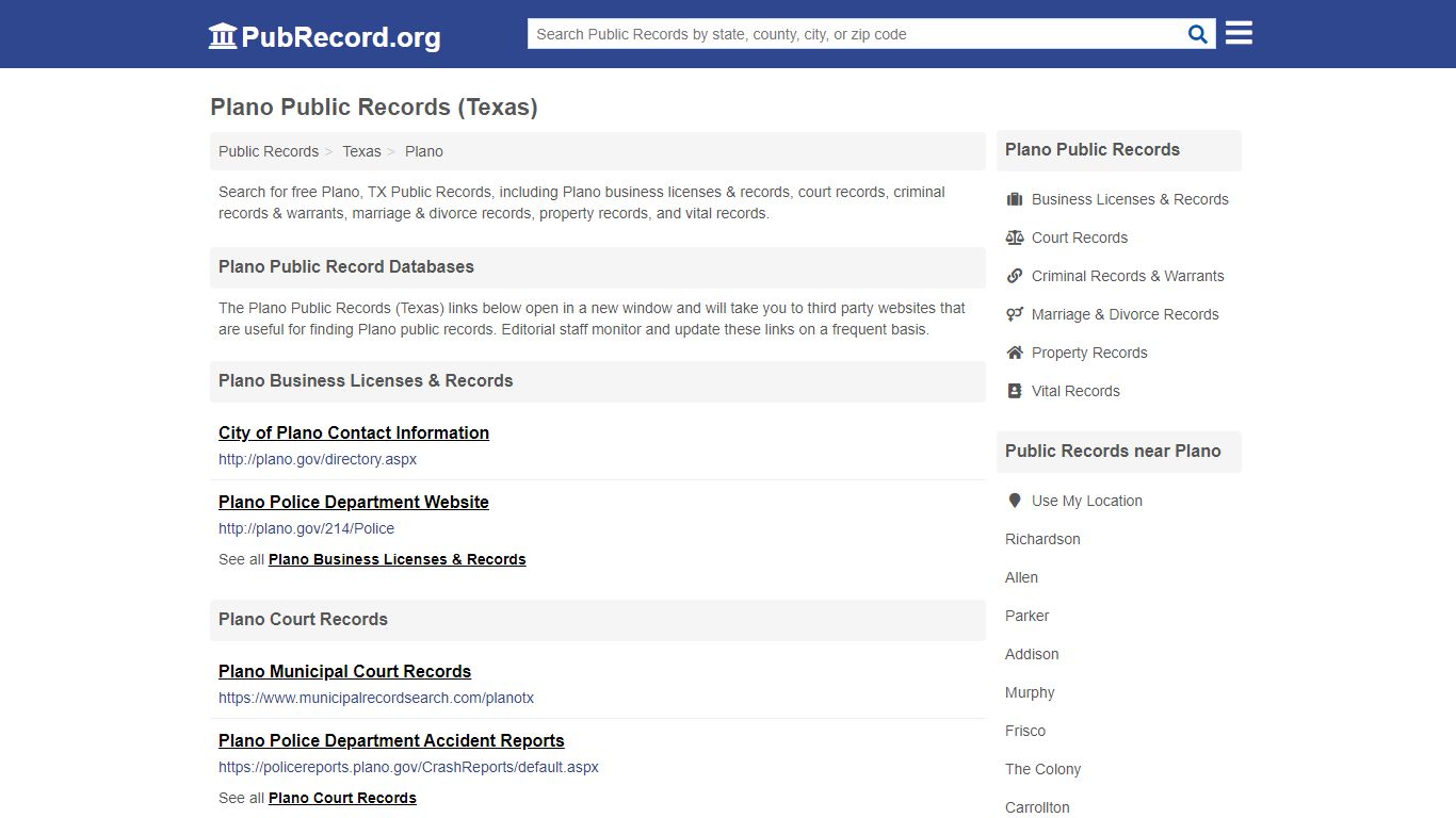 Free Plano Public Records (Texas Public Records) - pubrecord.org